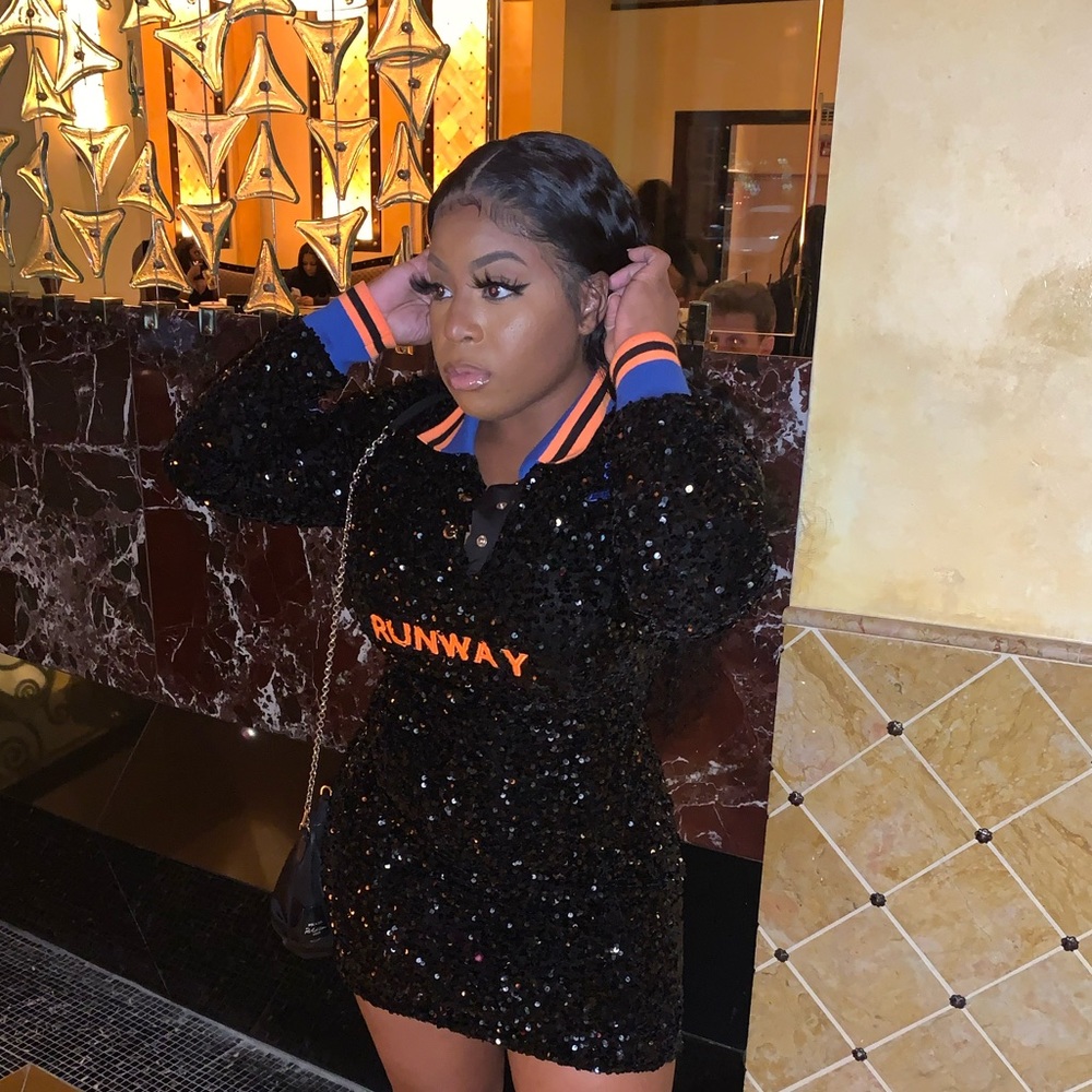 Shane Justin sequin runway dress